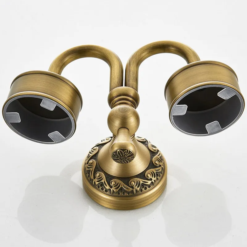 Античная латунь двойной стакан держатель держатели для чашек и стаканов зубная