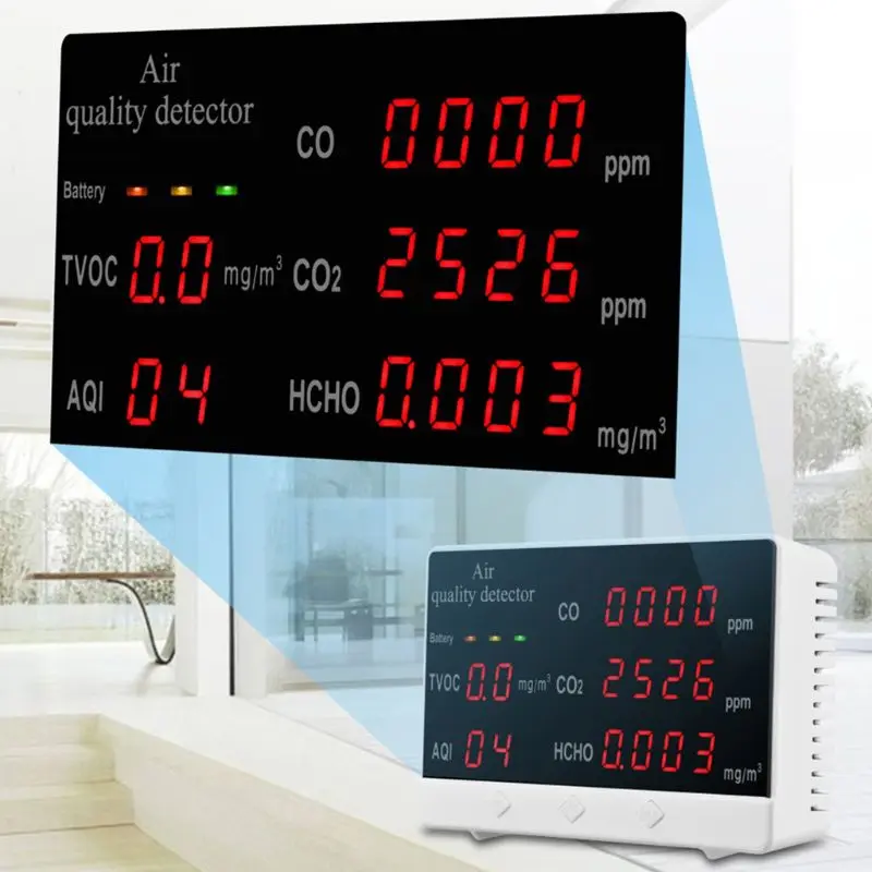 

Digital Indoor/Outdoor CO/HCHO/TVOC Tester AQI CO2 Meter Air Quality Monitor Detector Multifunctional Household Gas Analyzer