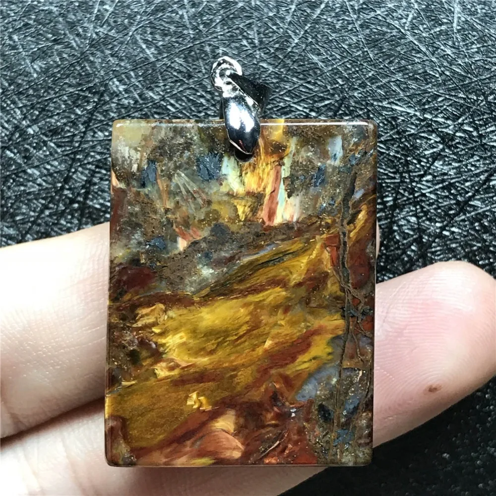 Подлинная натуральная желтая подвеска Pietersite для мужчин и женщин, Namibia 32x25x8 мм, прямоугольные бусины, модные ювелирные изделия, ожерелье, подвеска AAAAA