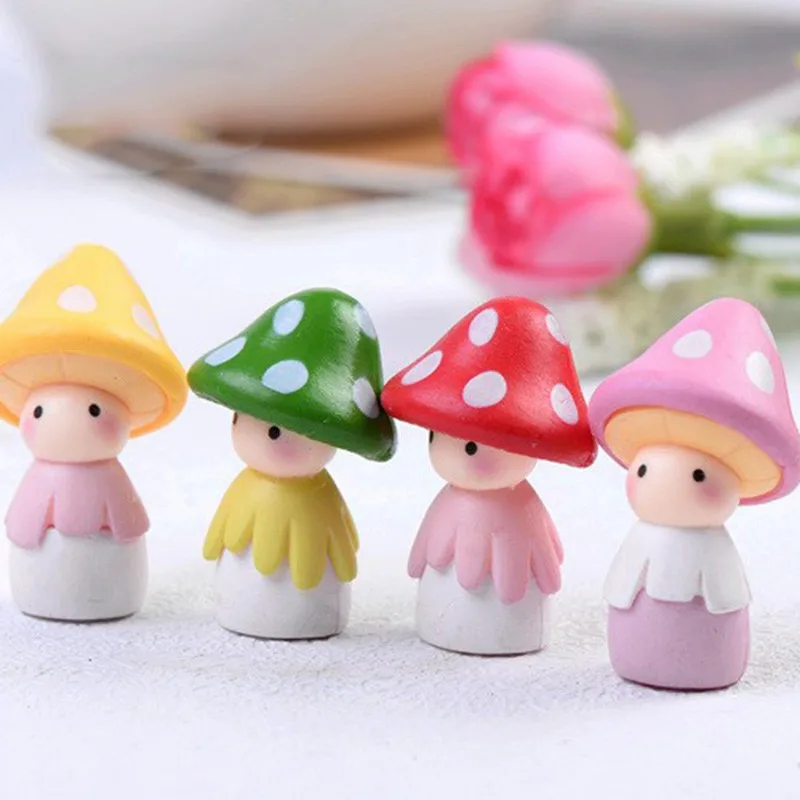 4 шт. Мультяшные грибы из смолы кабошоны домашний сад Декор Мини Пейзаж Сказочный