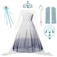 frozen elsa princess girls snow queen 2 dress kids carnival cosplay costume children birthday party clothing white wig clothes
