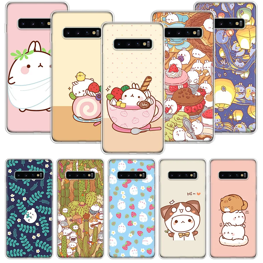 Симпатичная коробка для картофеля Molang Rabbit чехол Samsung Galaxy S20 Ultra Note 10 9 8 S10E S9 S8 J4 J6 J8