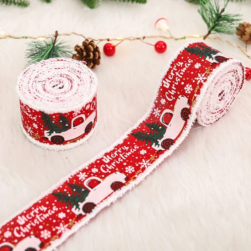 Рождественская лента для подарка ленты с пушистыми краями Рождественское