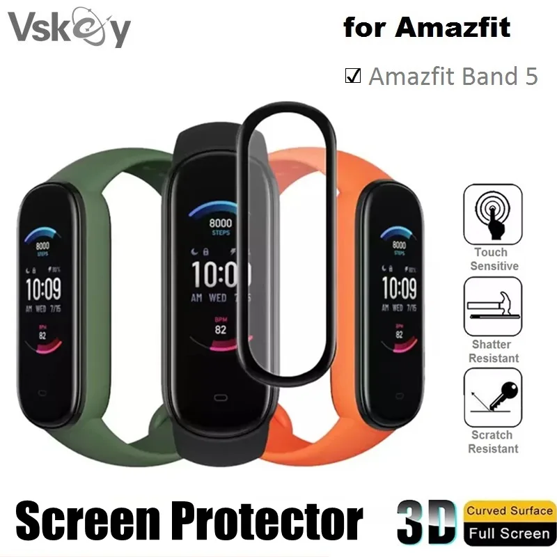 

VSKEY 2PCS 3D Curved Soft Screen Protector for Amazfit Band 5 Smart WristBand Full Coverage Protective Film (Non Tempered Glass)