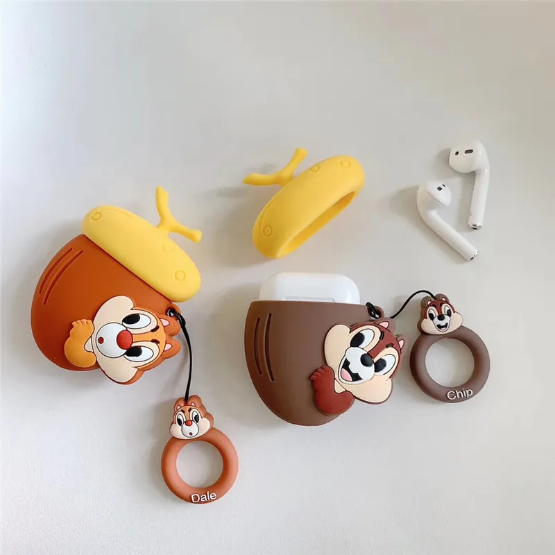 Для Apple AirPods чехол 3D милый мультяшный чип и Дейл белка чипмунк сосновые гайки
