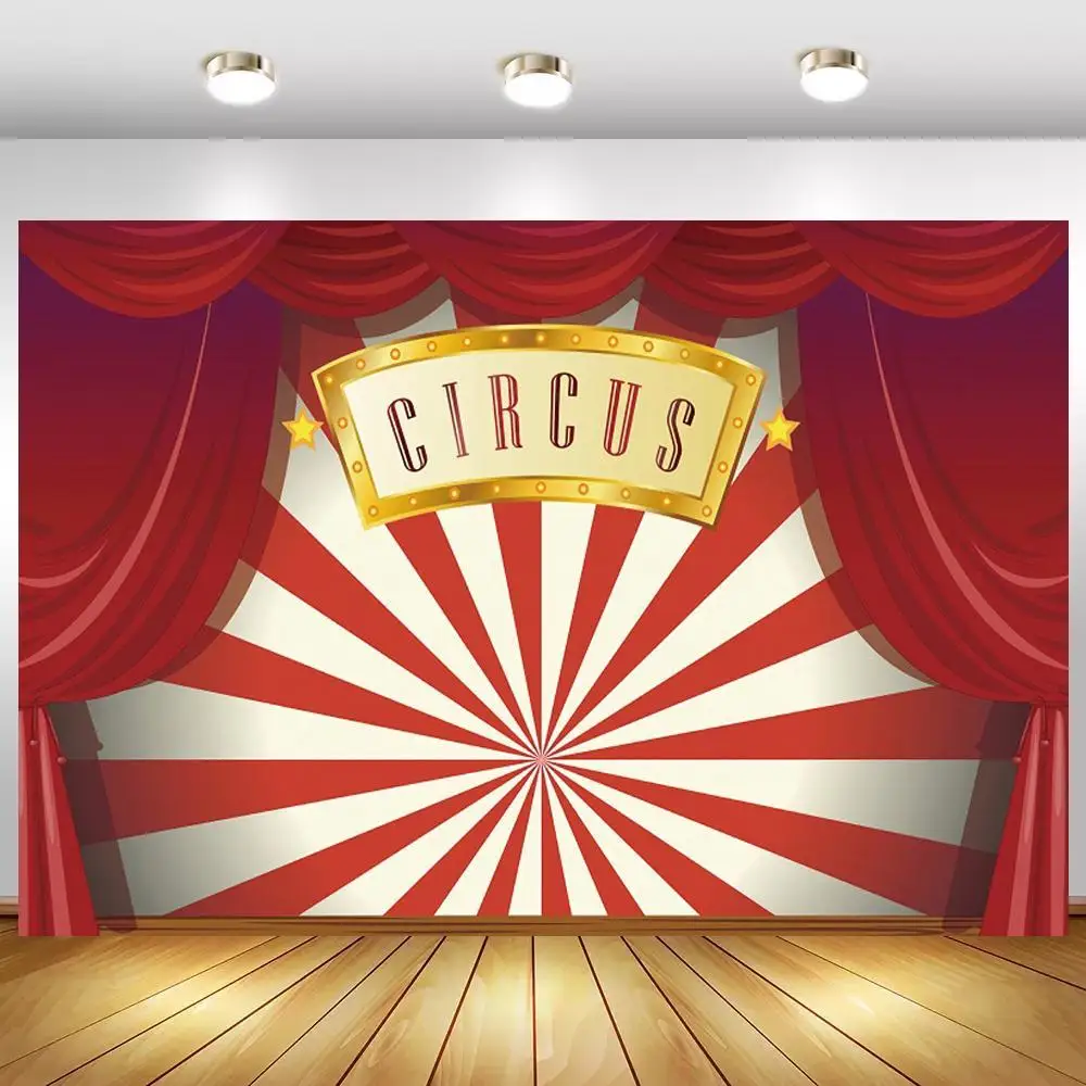 

Виниловый фон для студийной фотосъемки с изображением Красной занавески цирковой вечеринки палатки детского дня рождения