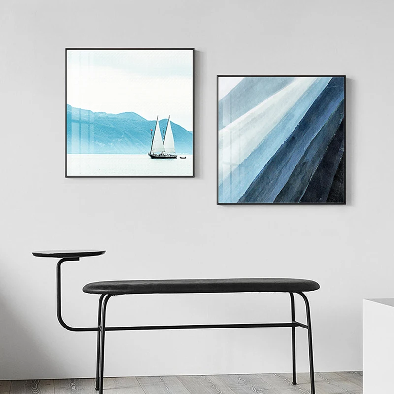 Abstract Bright Sky Sea Canvas Painting Poster and Print Modern Beach Wall Art Square Pictures For Living Room Bedroom home deco | Дом и сад