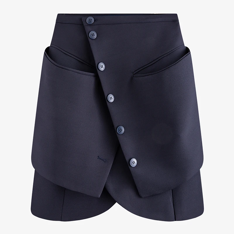 Женская мини-юбка на пуговицах модельная дизайнерская с карманами 2020 | одежда