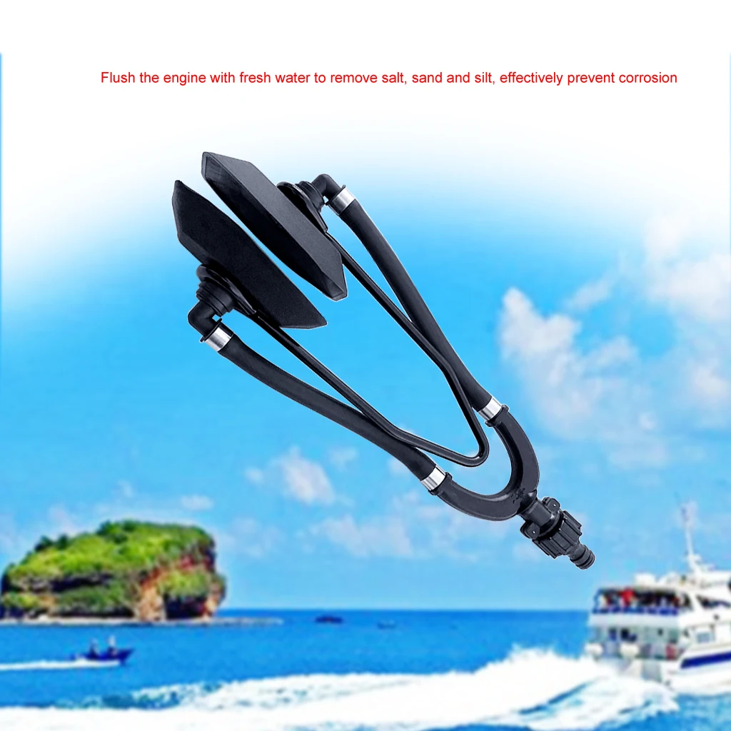 

Universal Rectangular Outboard Dual Feed Marine Boat Yacht Motor Flusher Engine Ear Muffs Cup Garden Hose 5/8 inch Connection