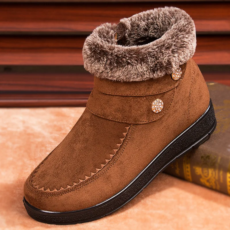 Женские зимние ботинки Нескользящие теплые короткие плюшевые ботильоны на меху