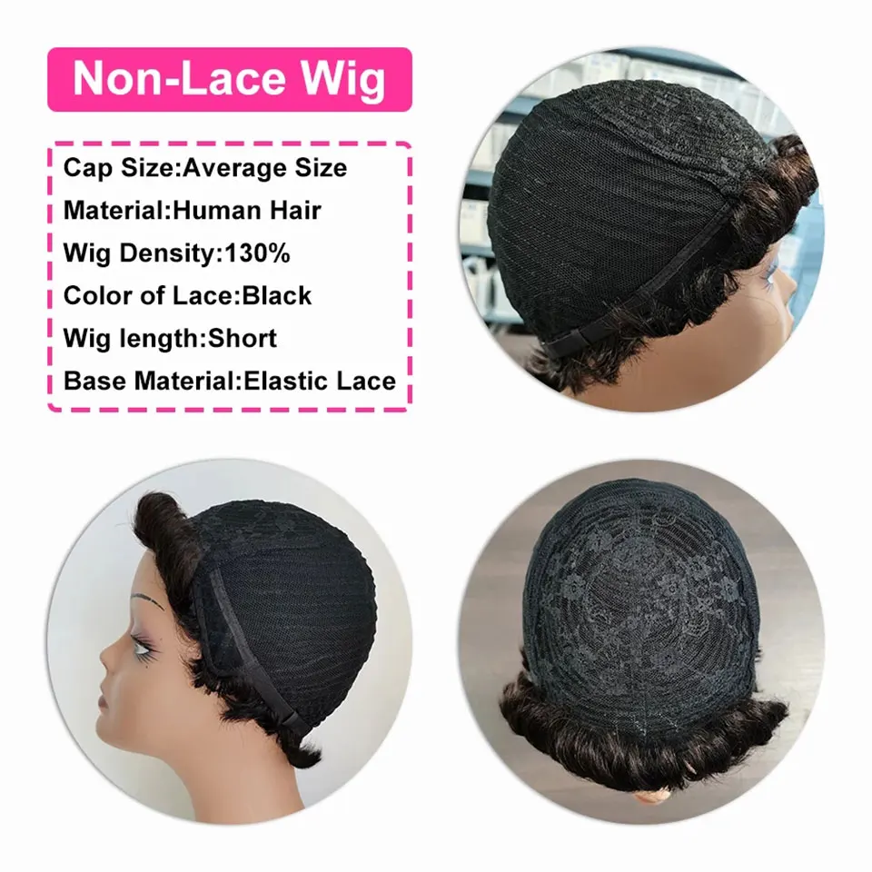 

Short Wigs For Black Women Pixie Cut Wig Natural Dream Curl Wig Machine Made Brazilian Wigs Daily Wear Honey Blond&Black Color