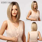 Синтетический парик для женщин HENRY MARGU, светлый, с эффектом деграде, средней длины, из натуральных волос для косплея, прямой, ежедневный, термостойкий парик