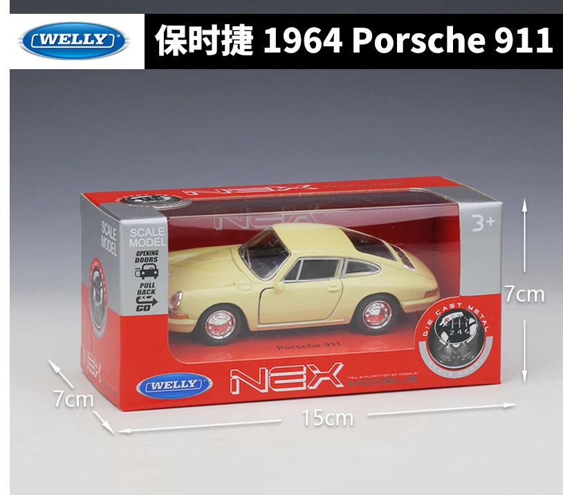 WELLY литой 1:36 Масштаб симулятор классическая модель автомобиля 1964 Porsche 911 оттягивающийся автомобиль металлический сплав игрушка автомобиль для детей Коллекция подарков