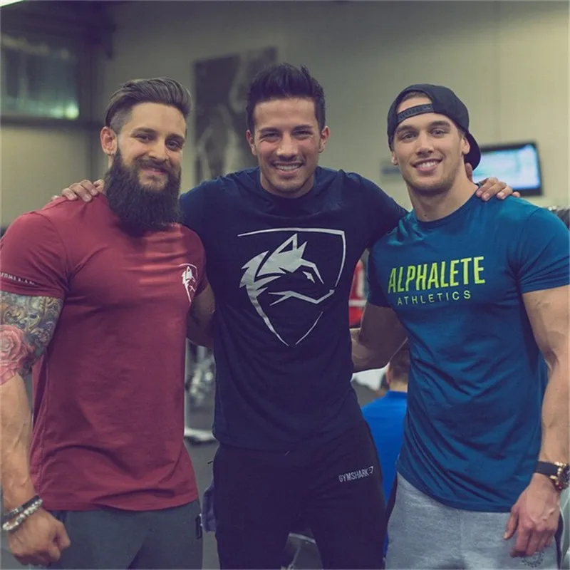 Новинка мужские футболки ALPHALETE модная одежда для фитнеса с коротким рукавом