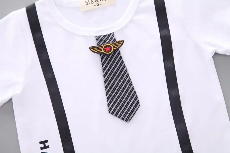 Летняя детская одежда с короткими рукавами для маленьких мальчиков и девочек