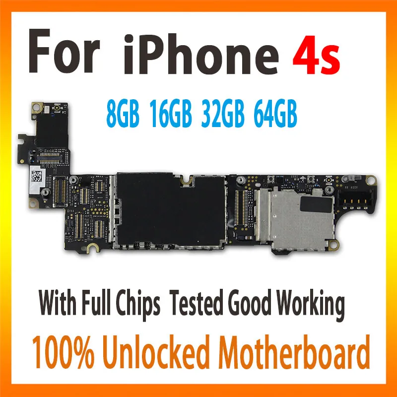 Оригинальная материнская плата для iPhone 4S, 16 ГБ/32 ГБ, бесплатный iCloud, разблокирована для iPhone 4S, карта/плата с чипами, панель IOS