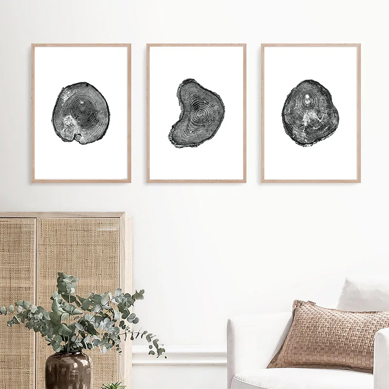 

Black White Tree Ring Stump Art Retro Art Canvas Painting Luxury Style Poster Anime Simplicity Print Wall Picture Home Decoratio