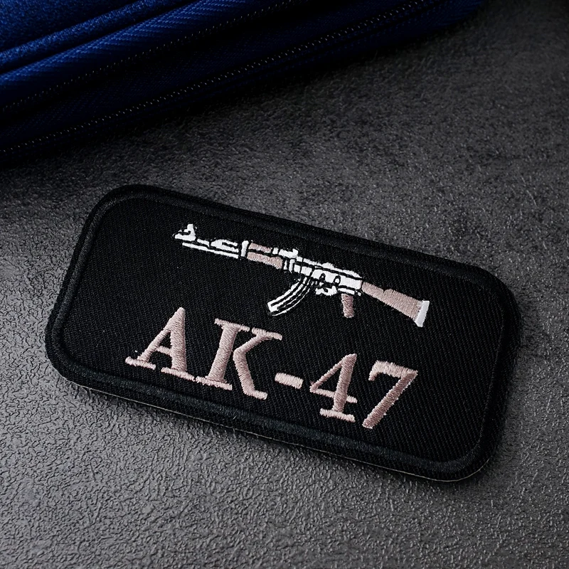 Фото AK-47, размер: 10x5,0 см, нашивки с вышивкой для футболок, железные полоски, аппликации, наклейки на одежду, пришивные значки №2
