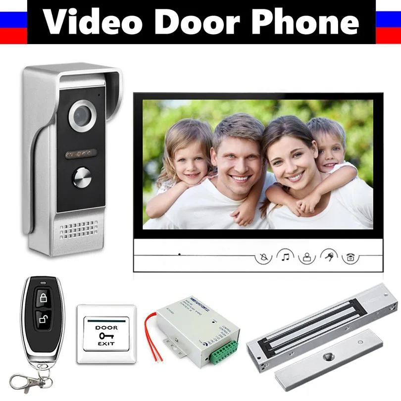 With Magnetic Lock " экран видео домофон система видео дверной звонок комплекты пульт дистанционного управления+ выход двери+ Электрический дверной замок управления - Цвет: With Magnetic Lock