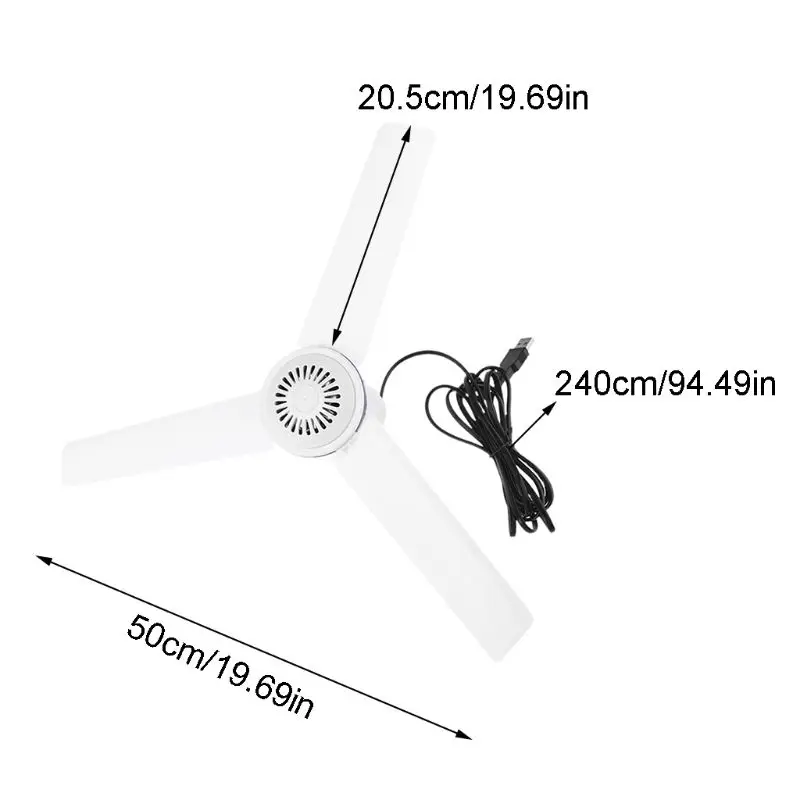 

Household Room Dormitory DC 5V Ceiling Fan Air Cooler Hanging USB Powered Tent Fans for Home Bed Camping Outdoor Office