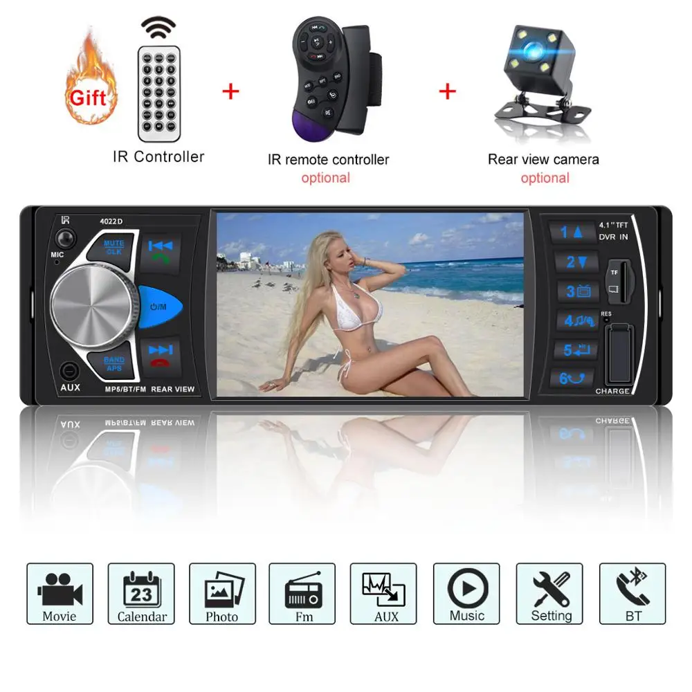 Автомобильная Радио 1 Din Авто аудио стерео 4 дюймов FM bluetooth Поддержка камеры
