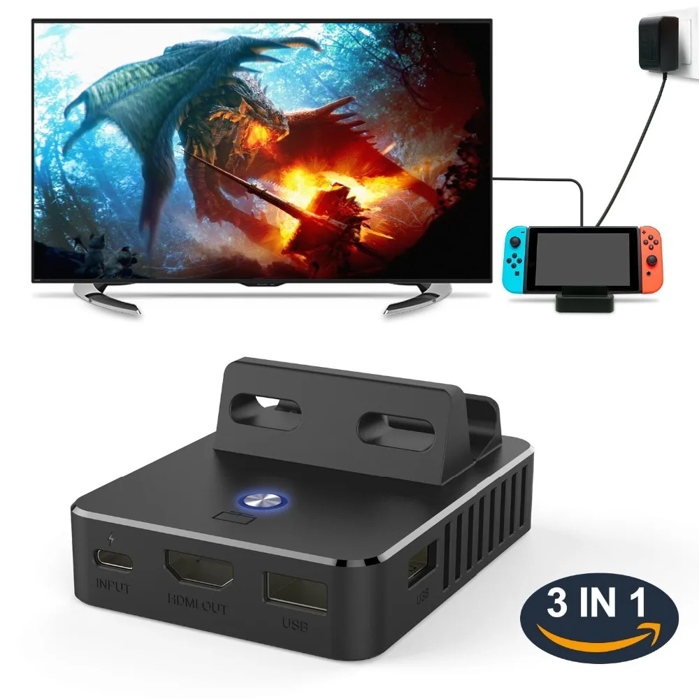 Мини Портативный HDMI конвертер Тип C 4K HD tv охлаждающая структура зарядное устройство зарядная док-станция Подставка для Nod NS switch консоль