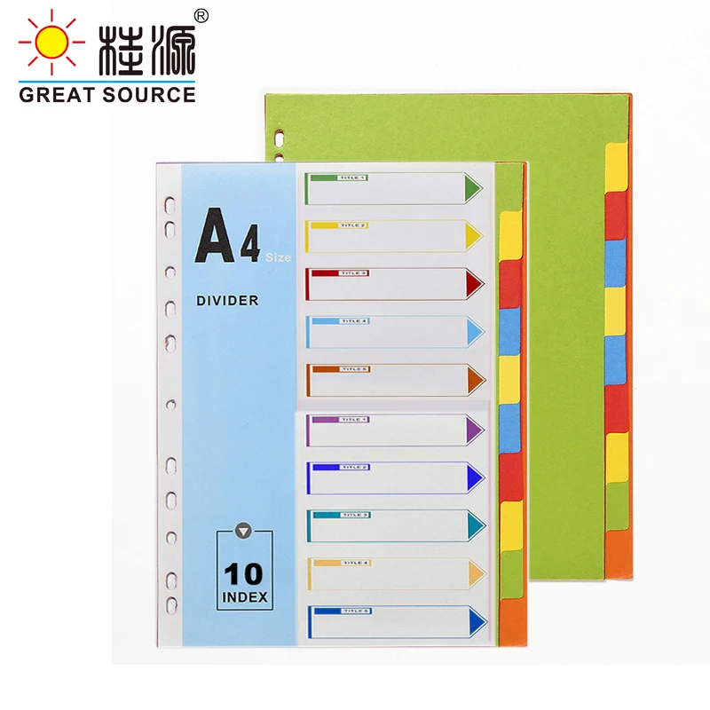 A4 Planner Divider 11 Holes 10 Dividers Colorful Paper CardBoard Index Card For Loose Leaf Paper File Folder Dividers (12 Sets)