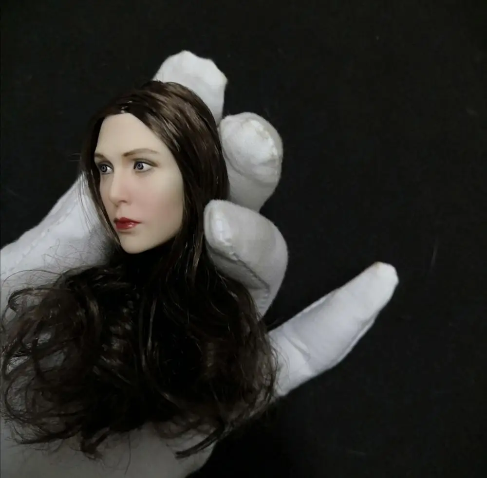 

1/6 Elizabeth Olsen Head Carving W/Long Curls Hair Fit 12'' Pale PH TBL Body Toy