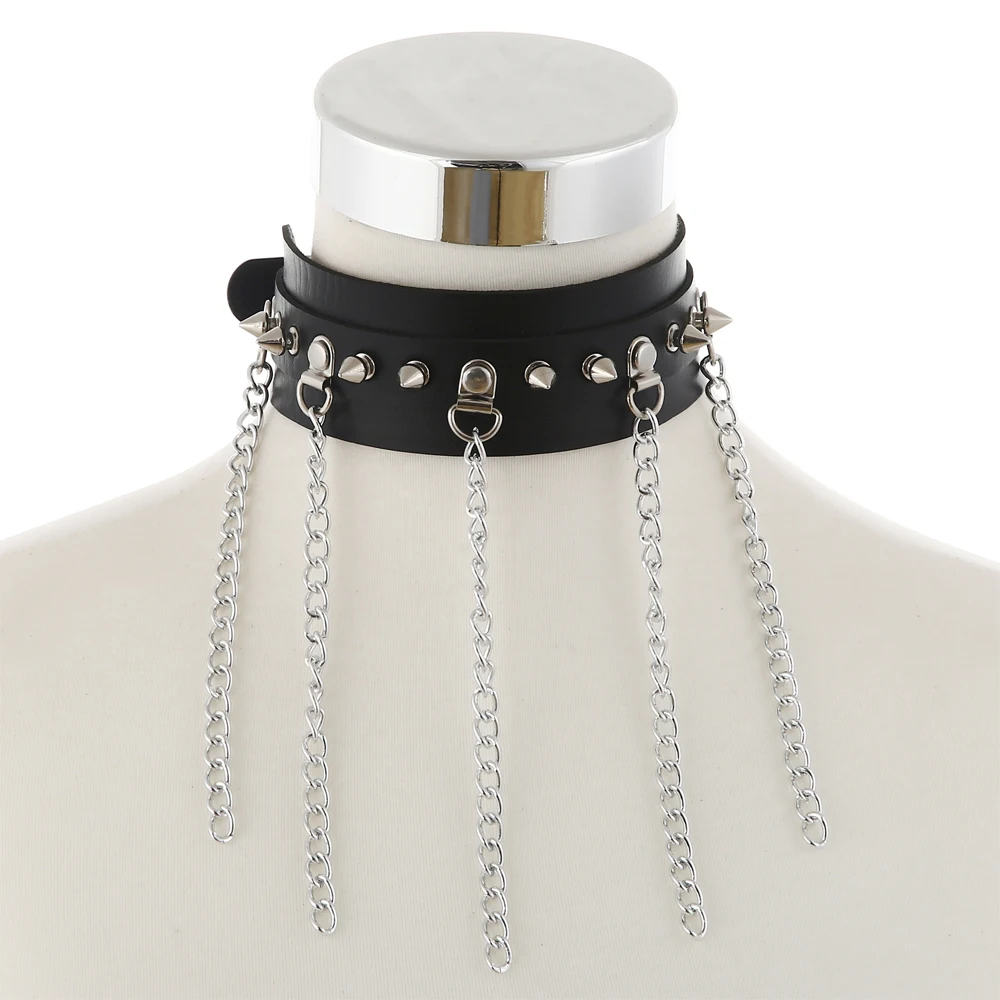 

Punk Spike choker collar women/men Leather Choker chains chocker Emo Metal Spiked Studded harajuku chocker gothic jewelry