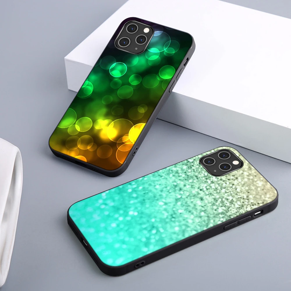 

Heart Diamond Case For iPhone 12 11 Pro Max Mini Back for iPhone X XR XS MAX 7 8 6 6S Plus 5S SE 2020 Soft TPU Black Phone Funda