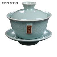 chinese ice crack ceramic tea gaiwan palace style teacup handmade tea tureen luxury tea set accessories master cup drinkware