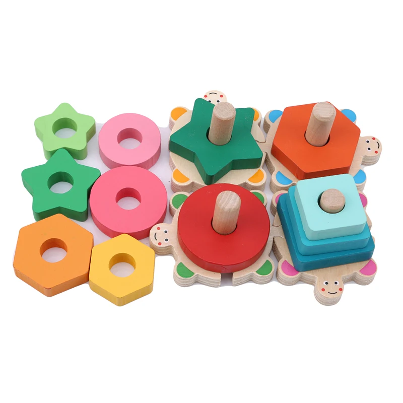

Hot Sale Stacker Block Wooden Educational Toys Geometry Matching Building For Children Kids Best Birthday Christmas Gifts