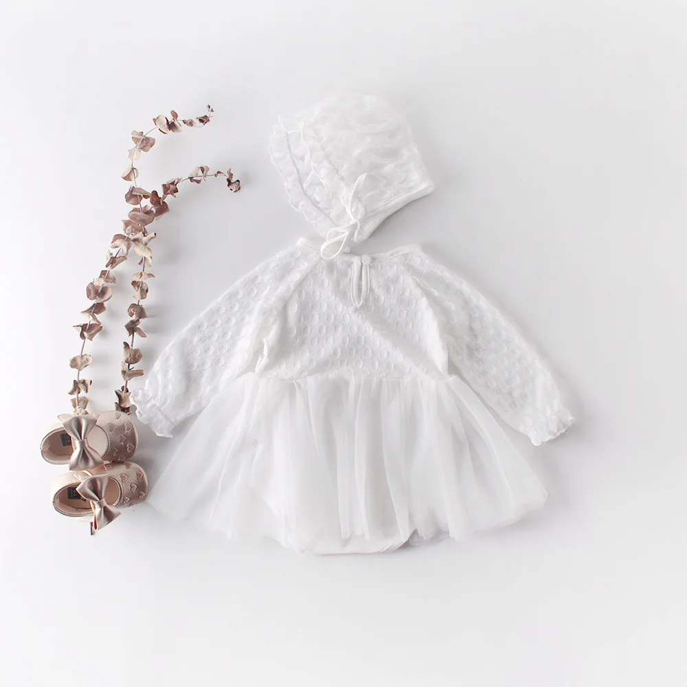 Летняя одежда для девочек брендовый комбинезон маленьких Новое Белое Кружевное