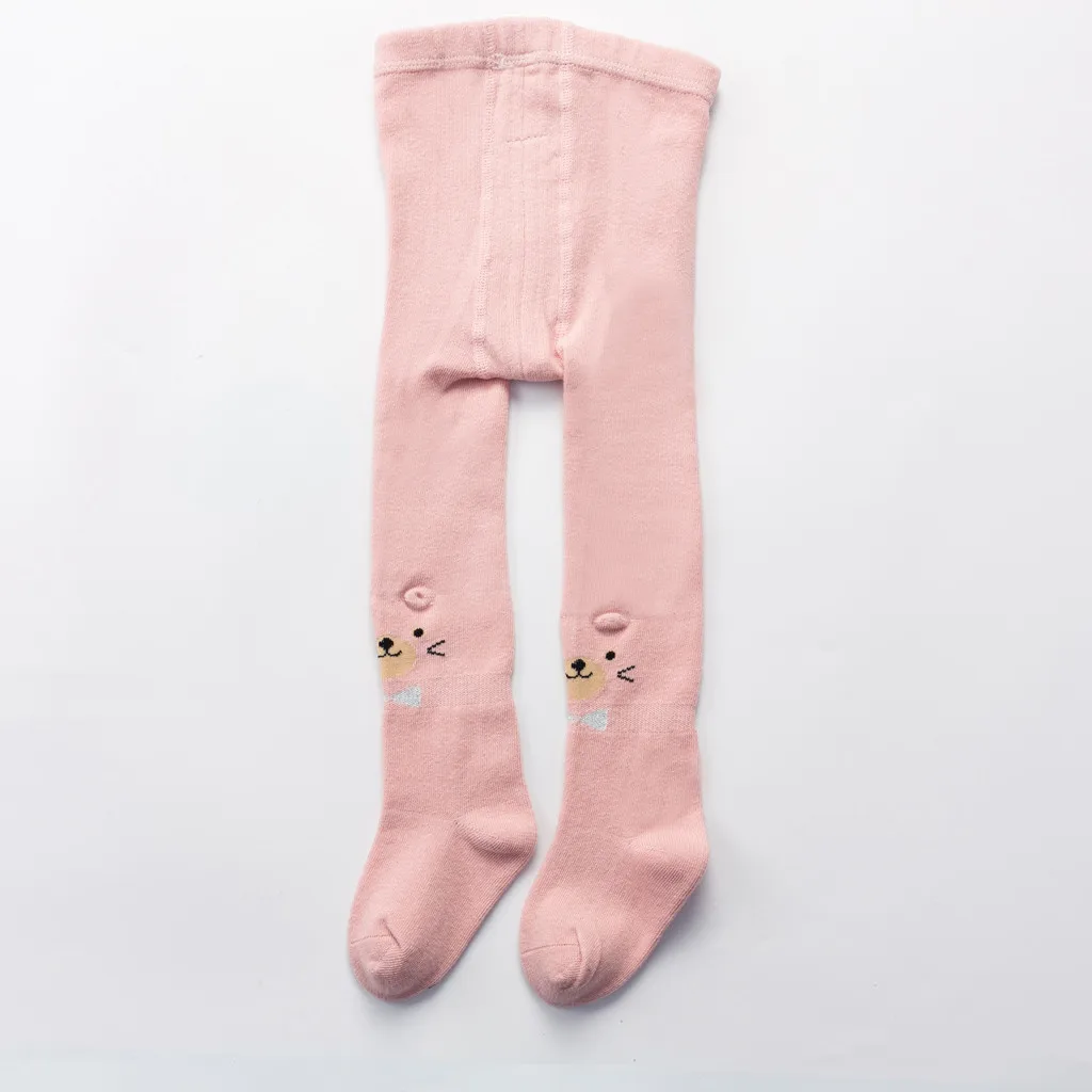 Pink MUQGEW, мягкие хлопковые колготки для маленьких девочек Лидер продаж года, брюки с бантом новые стильные милые носки с изображением медведя теплые колготки - Цвет: Pink