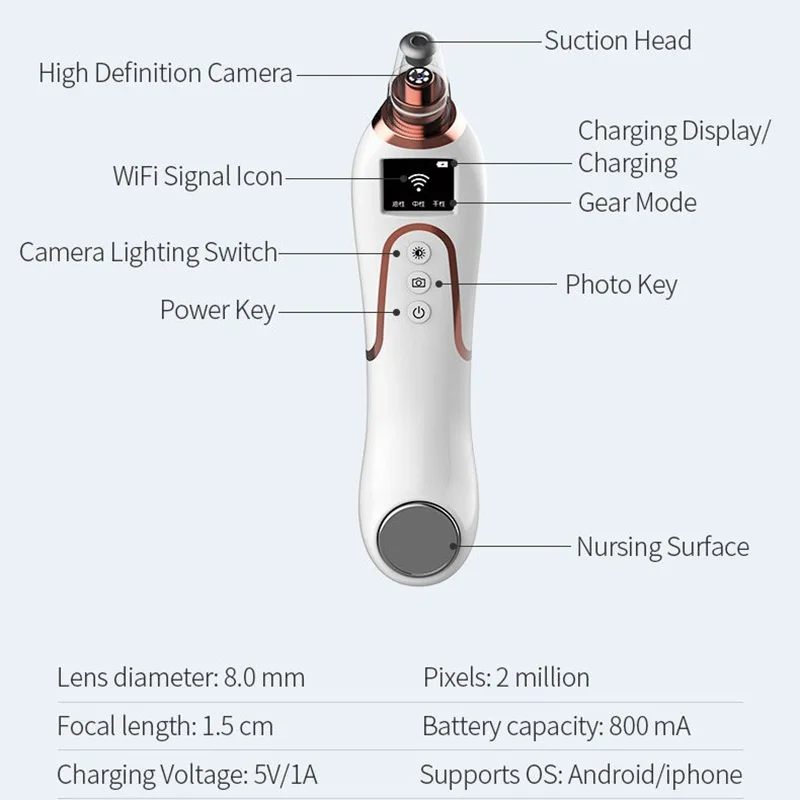 Новое прибытие умный WIFI визуальный Удаление угрей вакуумный очиститель пор