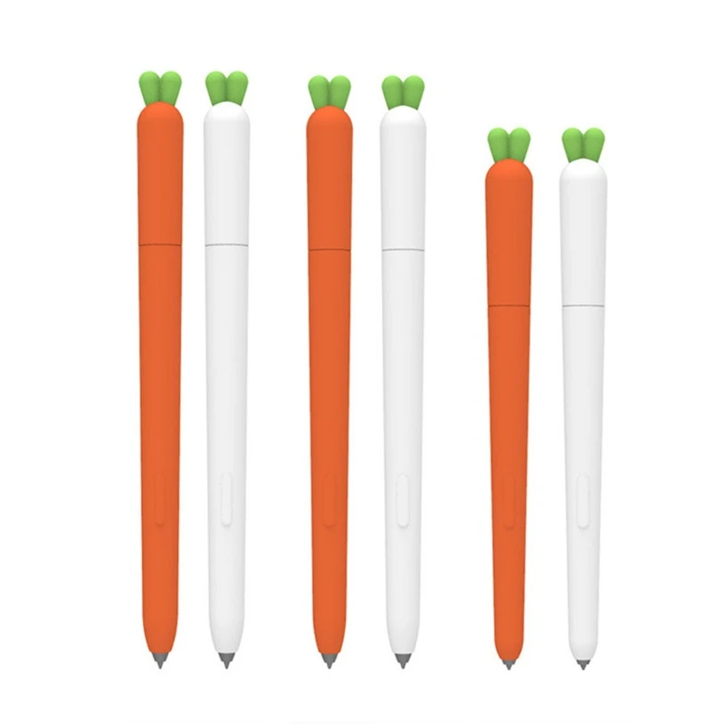 

Convenient and Mini for Sam-sung Tab Carrot Pen Case Silicone Anti-Slip Skin Holder Pen Sleeve Orange/ White