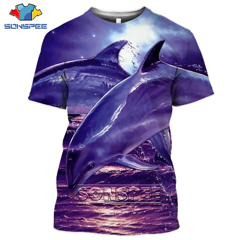 

SONSPEE T Shirt Dolphins 3D Print Men Women Animal Clothes Fashion Short Sleeve Hip Hop Streetwear Tees Tops O Neck Pullover