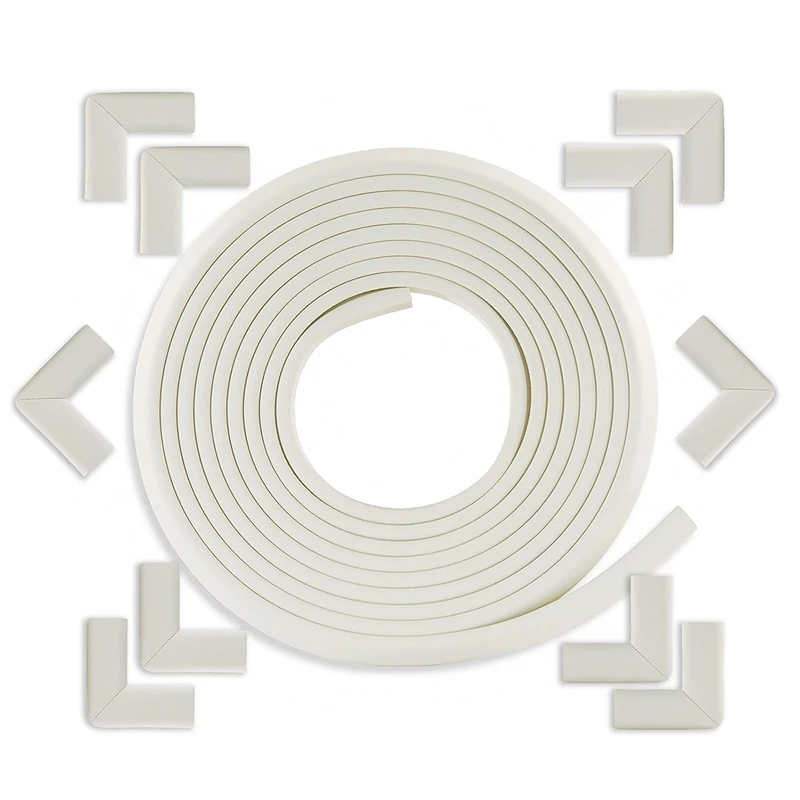 

Детская защита для углов, 19,6 футов, край + 10 углов, бампер для стола, Детская безопасность, белый цвет