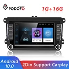 Podofo 2Din Android 10.0 GPS автомобильный стерео 7 ''FM Автомобильный мультимедийный плеер с Carplay для Volkswagen Passat Polo Golf Skoda Seat VW