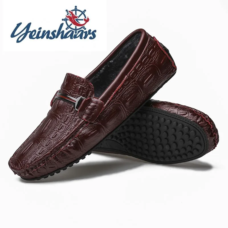 

New Men's Shoes Winter Warm Fur Loafers Men Casual Shoes High Quality Male Flats Soft Light Driving Shoes Man Moccasins Fashion