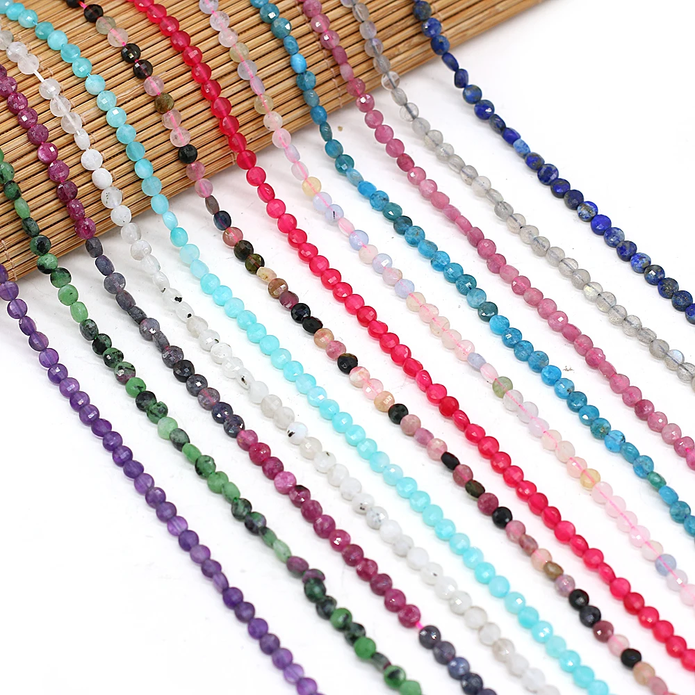 Натуральный Камень Бисер монета сжатая Турмалин оливин Гранат Граненые Бусины