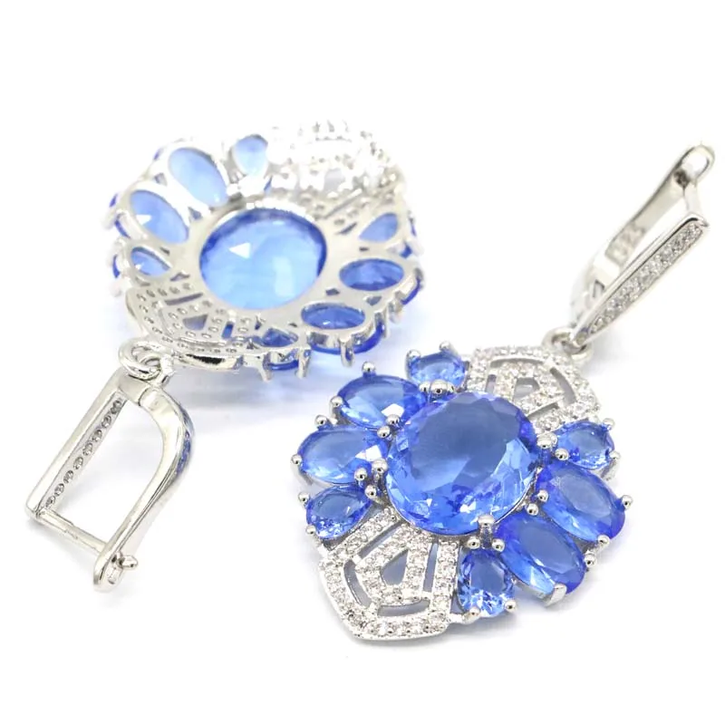 46x24 мм Новый Statement Jewelry Набор насыщенный Синий Фиолетовый Танзанит циркон женские