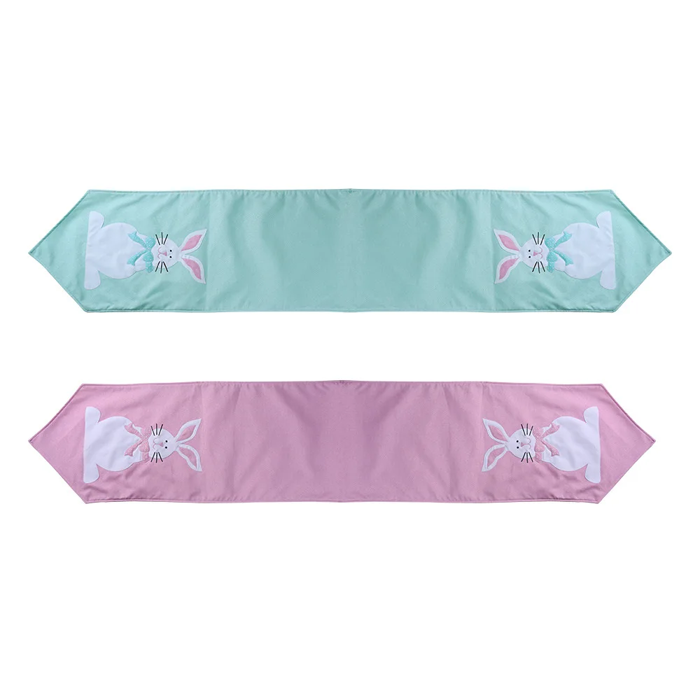 

Pink/Blue Easter Bunny Table Runner Rabbit Printed Fabric Tablecloth Happy Easter Decorations for Home Party Supplies 180x32cm