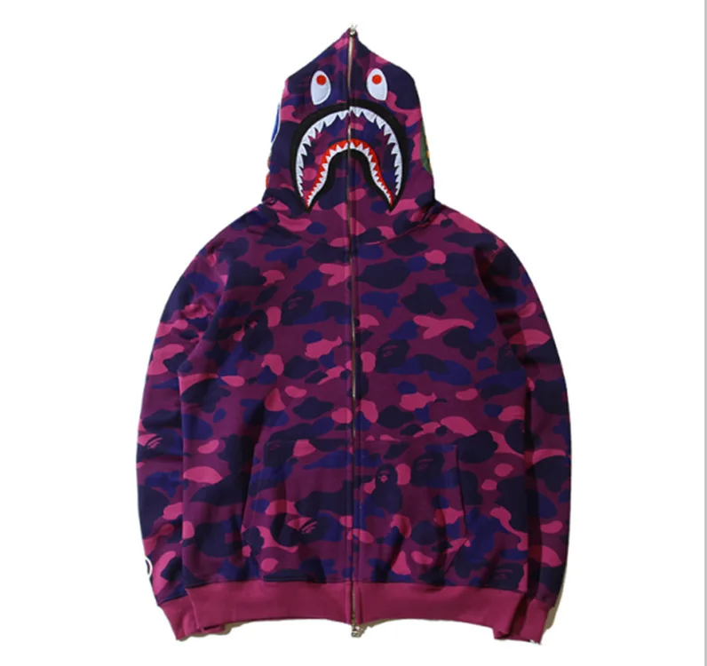 Толстовки с принтом Молодежная Толстовка начесом Bape Shark Мужские и женские