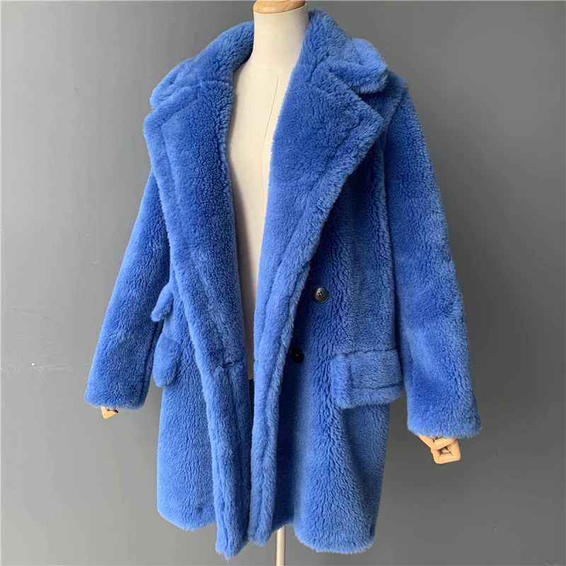 MAOMAOFUR, Настоящая Шерсть, плюшевое пальто для женщин, новая мода, настоящая овчина, меховая куртка, женская, теплая, негабаритная, зимняя верхняя одежда, шерстяная одежда