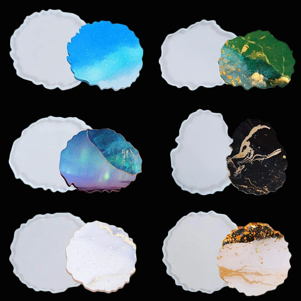 

Coaster Resin Molds Agate Geode Epoxy Silicone Mould Making Cups Mats Diy Casting Concrete Cement Home Decoratio Tool Supplies