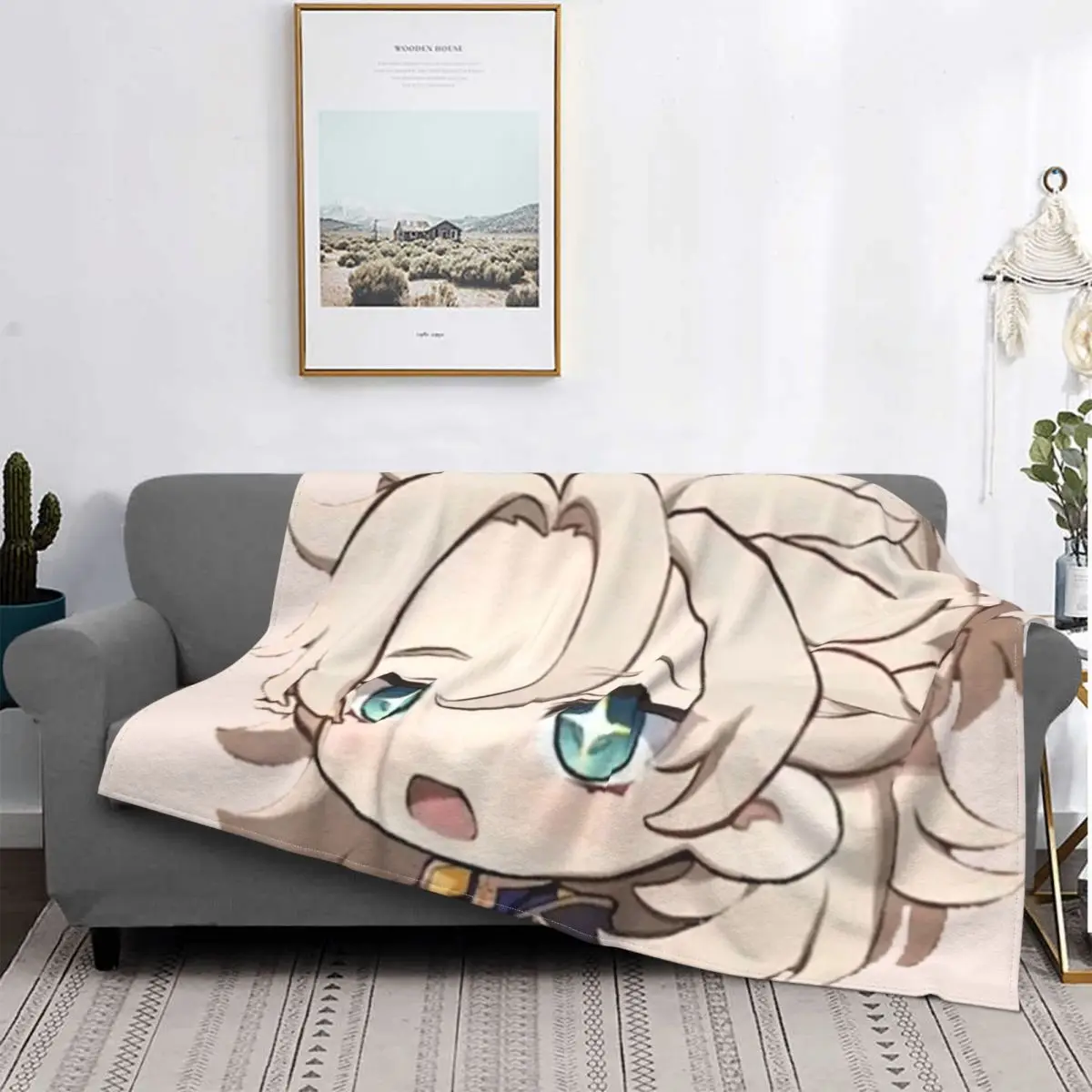 

Chibi-Manta de impacto albedo-genshin, manta de felpa gruesa y suave de franela polar para sofá, colcha de terciopelo para dormi