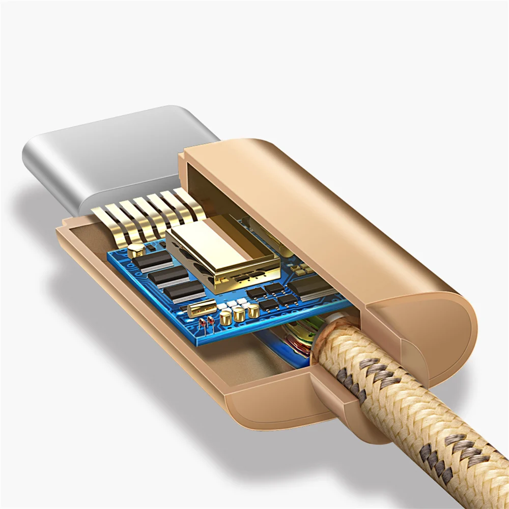 

1M Type C Cable Data Sync Charge Cord Nylon Braided Rope For Type-C Devices 2.1A Durable