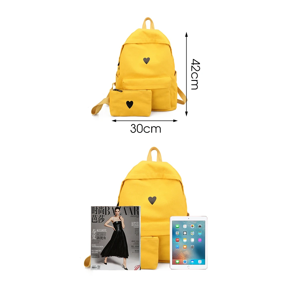 TTOU Fashion Heart Printing Backpack Korean Style Casual Canvas Students holiday Bags Quality college school Laptop |