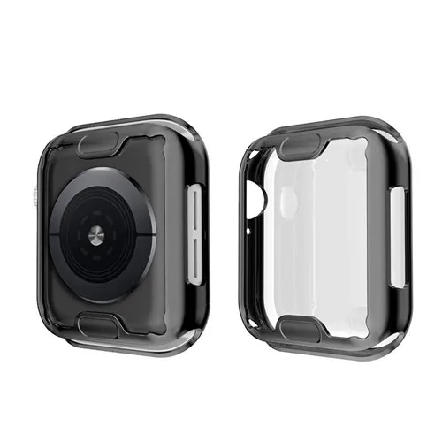 black Чехол из ТПУ для apple watch case 4 5 44 мм/40 мм iWatch case 42 мм/38 мм мягкий протектор экрана apple watch 3 2 1 case 42 мм 38 мм - Цвет: black